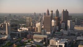 4.8K aerial stock footage approaching sksycrapers, Downtown Atlanta, Georgia Aerial Stock Footage | AX39_044E