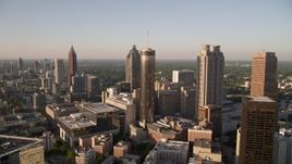 4.8K aerial stock footage flyby Downtown Atlanta skyscrapers to approach Midtown buildings, Georgia Aerial Stock Footage | AX39_047E