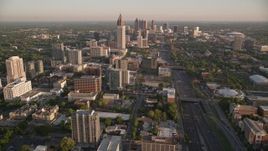 4.8K aerial stock footage orbiting One Atlantic Center revealing Midtown skyscrapers, Atlanta, Georgia Aerial Stock Footage | AX39_061