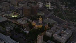 4.8K aerial stock footage orbiting Georgia State Capitol, Downtown Atlanta, sunset Aerial Stock Footage | AX40_015