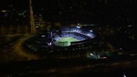 4.8K aerial stock footage approach Turner Field, tilt to bird's eye view, Atlanta, Georgia, night Aerial Stock Footage | AX41_002E