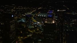4.8K aerial stock footage flyby and orbit skyscrapers in Downtown Atlanta, Georgia, night Aerial Stock Footage | AX41_008E