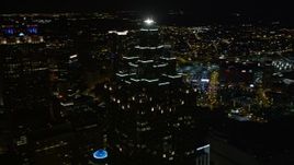 4.8K aerial stock footage orbiting SunTrust Plaza, Downtown Atlanta, Georgia, night Aerial Stock Footage | AX41_015