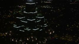 4.8K aerial stock footage orbiting top of SunTrust Plaza, Downtown Atlanta, Georgia, night Aerial Stock Footage | AX41_016