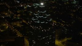 4.8K aerial stock footage orbiting SunTrust Plaza, Downtown Atlanta, Georgia, night Aerial Stock Footage | AX41_019E