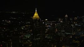 4.8K aerial stock footage approaching Bank of America Plaza, Midtown Atlanta, Georgia, night Aerial Stock Footage | AX41_021