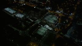 4.8K aerial stock footage approaching Lindbergh Center office buildings, Buckhead, Georgia, night Aerial Stock Footage | AX41_038E