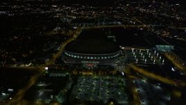 4.8K aerial stock footage approach and orbit Georgia Dome, Atlanta, Georgia, night Aerial Stock Footage | AX41_062E