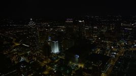 4.8K aerial stock footage approaching skyscrapers, Downtown Atlanta, Georgia, night Aerial Stock Footage | AX41_076