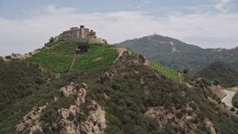 5K aerial stock footage approach the scenic Rocky Oaks Estate Vineyards, Malibu, California Aerial Stock Footage | AX42_107