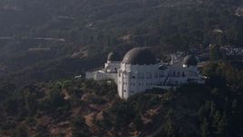 4K aerial stock footage orbiting around the Griffith Observatory, Los Angeles, California Aerial Stock Footage | AX43_012