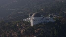 4K aerial stock footage orbiting around the iconic Griffith Observatory, Los Angeles, California Aerial Stock Footage | AX43_013
