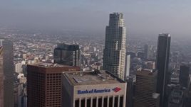 4K aerial stock footage orbiting US Bank Tower in Downtown Los Angeles, California Aerial Stock Footage | AX43_045