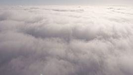 4K aerial stock footage flying over a dense marine layer over Los Angeles, California and pan across the clouds Aerial Stock Footage | AX43_050