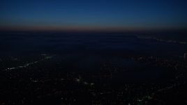 4K aerial stock footage of the marine layer over the city, Los Angeles, California, night Aerial Stock Footage | AX44_091