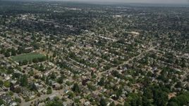 5K aerial stock footage of flying by suburban neighborhoods, Ballard, Washington Aerial Stock Footage | AX45_109
