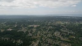 5K aerial stock footage flyby residential neighborhoods, lots of trees, Brier, Washington Aerial Stock Footage | AX46_012