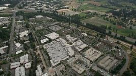 5K aerial stock footage tilting to a bird's eye view of Redmond Town Center shopping mall, Redmond, Washington Aerial Stock Footage | AX46_027