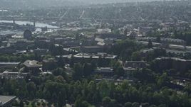 5K aerial stock footage of University of Washington campus buildings, Seattle, Washington Aerial Stock Footage | AX47_087