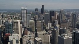 5K aerial stock footage fly by skyscrapers and high-rises in Downtown Seattle, Washington Aerial Stock Footage | AX47_095E