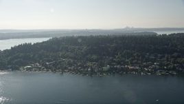 5K aerial stock footage flyby lakefront homes on Mercer Island, Lake Washington Aerial Stock Footage | AX48_003