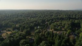 5K aerial stock footage of evergreen forests and rural neighborhoods, Sammamish, Washington Aerial Stock Footage | AX49_025