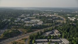 5K aerial stock footage of flying by Microsoft Headquarters, Redmond, Washington Aerial Stock Footage | AX49_036E