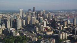 5K aerial stock footage of skyscrapers and high-rises in Downtown Seattle, Washington Aerial Stock Footage | AX49_072