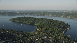 5K aerial stock footage of Bailey Peninsula and Andrews Bay on Lake Washington Aerial Stock Footage | AX49_098