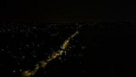 5K aerial stock footage of Rainier Avenue with light traffic, Lakeridge, Washington, night Aerial Stock Footage | AX51_001