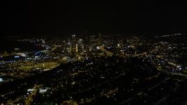 5K aerial stock footage approach Downtown Seattle from Beacon Hill at night, Washington Aerial Stock Footage | AX51_006