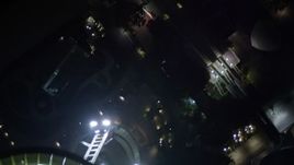5K aerial stock footage tilt from city streets and buildings to reveal and approach Space Needle, Downtown Seattle, Washington, night Aerial Stock Footage | AX51_066