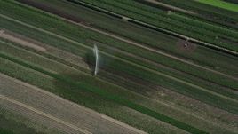 5K aerial stock footage of a sprinkler watering a crop field in Riverview, Oregon Aerial Stock Footage | AX52_101E