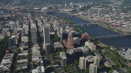 5K aerial stock footage fly by downtown skyscrapers and high-rises, Downtown Portland, Oregon Aerial Stock Footage | AX53_016