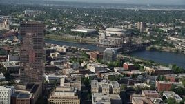 5K aerial stock footage of approaching US Bancorp Tower among city buildings, Downtown Portland, Oregon Aerial Stock Footage | AX53_033