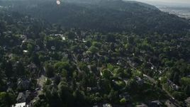 5K aerial stock footage fly over tree filled neighborhoods in the hills, Southwest Portland, Oregon Aerial Stock Footage | AX53_042