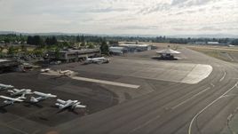 5K aerial stock footage of landing at Hillsboro Airport, Oregon Aerial Stock Footage | AX53_109
