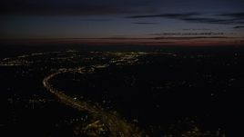 5K aerial stock footage of flying over Highway 26 through Southwest Portland, Oregon, night Aerial Stock Footage | AX55_058