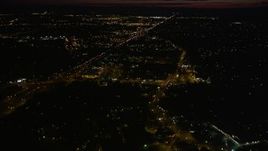 5K aerial stock footage of approaching Home Depot and Highway 26 in Southwest Portland, Oregon, night Aerial Stock Footage | AX55_064