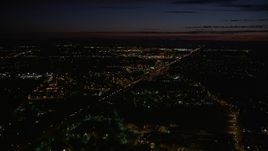 5K aerial stock footage of flying over Highway 26 and shopping center, Beaverton, Oregon, night Aerial Stock Footage | AX55_065E
