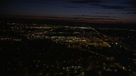 5K aerial stock footage of approaching Tanasbourne Town Center, Hillsboro, Oregon, night Aerial Stock Footage | AX55_067