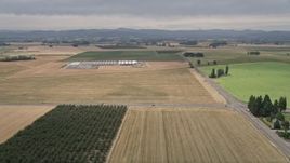5K aerial stock footage of farm fields, greenhouses, and country roads in Hillsboro, Oregon Aerial Stock Footage | AX56_003