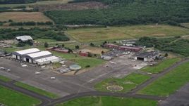 5K aerial stock footage of Astoria Regional Airport in Astoria, Oregon Aerial Stock Footage | AX56_070