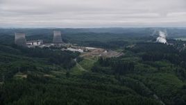 5K aerial stock footage of the Satsop Nuclear Power Plant in Satsop, Washington Aerial Stock Footage | AX57_014