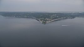 5K aerial stock footage approach the waterfront community of Burien, Washington from Puget Sound Aerial Stock Footage | AX58_066E