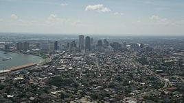 5K aerial stock footage of Downtown New Orleans and the French Quarter, Louisiana Aerial Stock Footage | AX59_004
