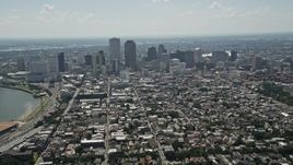 5K aerial stock footage fly over the French Quarter to approach Downtown New Orleans, Louisiana Aerial Stock Footage | AX59_005