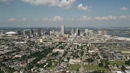 5K aerial stock footage of Downtown New Orleans seen from the Garden District, Louisiana Aerial Stock Footage | AX59_026E