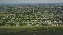 5K aerial stock footage of neighborhoods of the Lower Ninth Ward, New Orleans, Louisiana Aerial Stock Footage | AX59_051