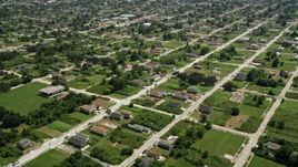 5K aerial stock footage fly over homes in Lower Ninth Ward, New Orleans, Louisiana Aerial Stock Footage | AX59_052E